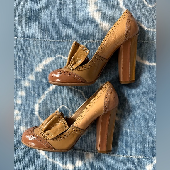 Vintage Miu Miu Oxford ruffle high heels size 4 1/2 - Picture 4 of 5